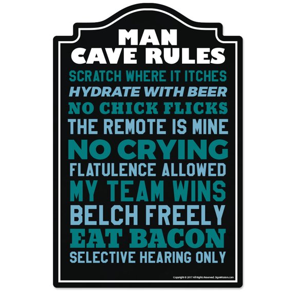 SignMission P-1014 Man Cave Rules Man Cave Rules Novelty Sign