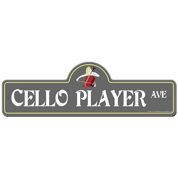 Cello Player Street Sign | Indoor/Outdoor | Funny Home Décor for Garages, Living Rooms, Bedroom, Offices | SignMission personalized gift