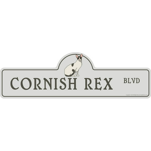 Cornish Rex Street Sign | Indoor/Outdoor | Dog Lover Funny Home Décor for Garages, Living Rooms, Bedroom, Offices | SignMission personalized gift | 18" Wide