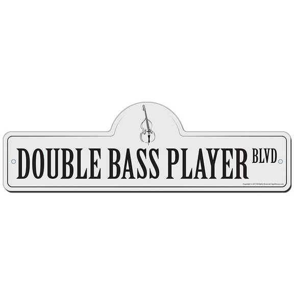 Double Bass Player Street Sign | Indoor/Outdoor | Funny Home Décor for Garages, Living Rooms, Bedroom, Offices | SignMission personalized gift