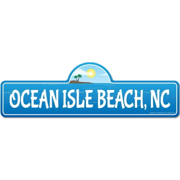 SignMission P-618 Ocean Isle Beach Nc 6 x 18 in. Beach Street Sign - Ocean Isle, NC North Carolina