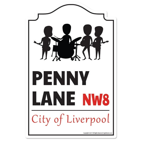 SignMission P-618 Penny Lane 18 x 6 in. Penny Lane Street Sign