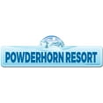 thumbnail image 1 of Powderhorn Resort Street Sign | Indoor/Outdoor | Skiing Skier Snowboarder Décor for Ski Lodge Cabin Mountian House | SignMission personalized gift, 1 of 5