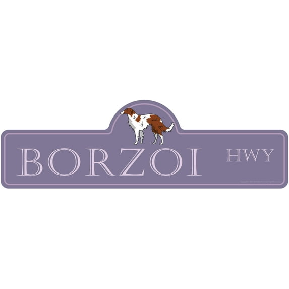 Borzoi Street Sign | Indoor/Outdoor | Dog Lover Funny Home Décor for Garages, Living Rooms, Bedroom, Offices | SignMission personalized gift | 20" Wide