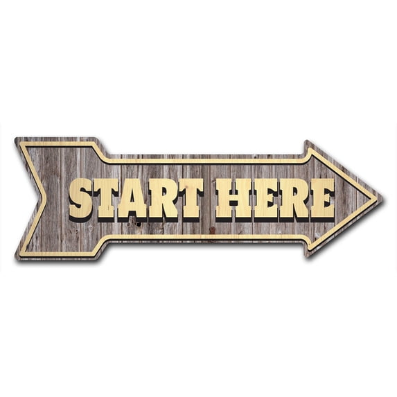 SignMission P-ARROW10-999592 10 x 30 in. Wide Start Here Arrow Sign