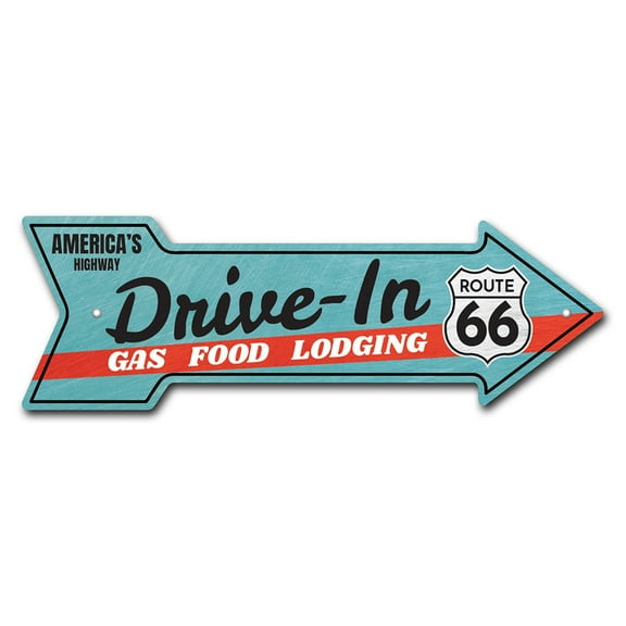SignMission P-ARROW10-999888 10 x 30 in. Wide Drive In Route 66 Arrow Sign
