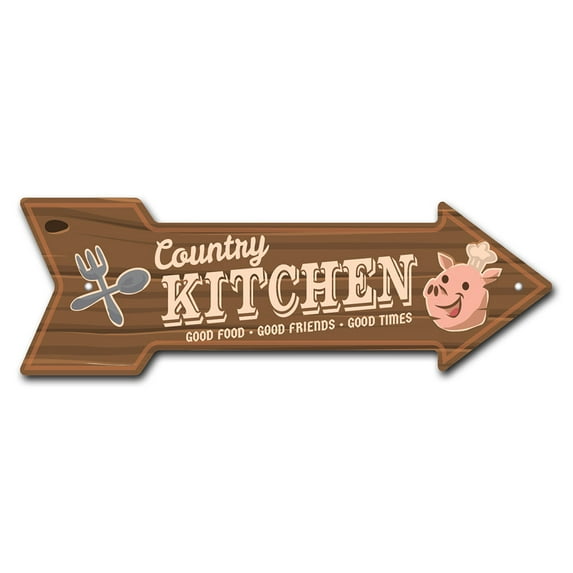 SignMission P-ARROW10-999899 10 x 30 in. Wide Country Kitchen Arrow Sign