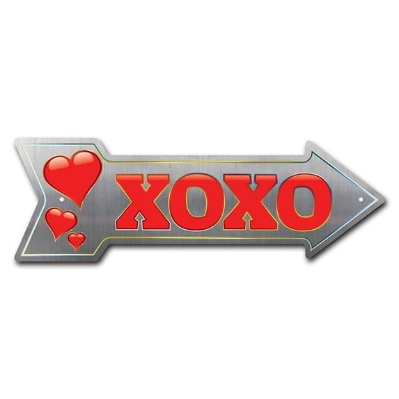 XOXO Arrow Sign | Indoor/Outdoor | Direction Arrow Sign Funny Home Décor for Garages, Living Rooms, Bedroom, Offices | SignMission personalized gift | 36" Wide