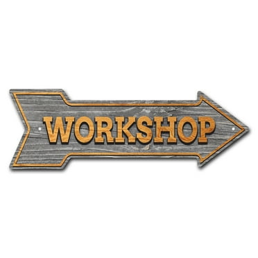 SignMission P-ARROW12-999542 12 x 36 in. Wide Workshop Arrow Sign