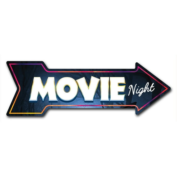 SignMission P-ARROW12-999725 12 x 36 in. Wide Movie Night Arrow Sign