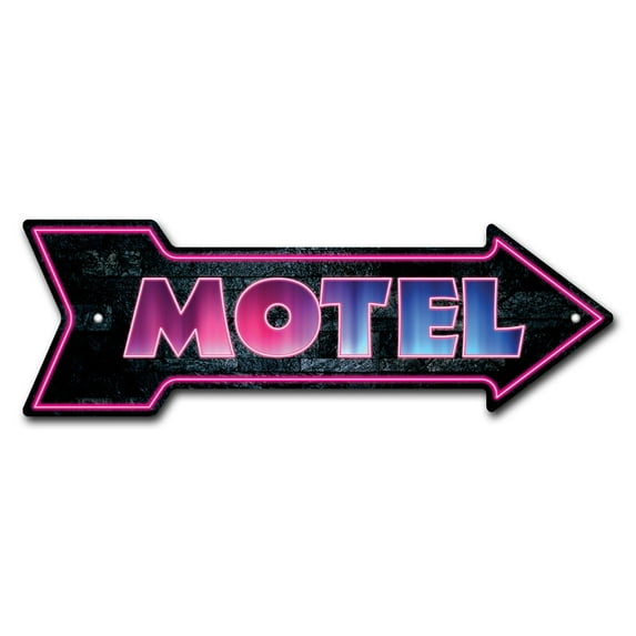 Motel Arrow Sign | Indoor/Outdoor | Direction Arrow Sign Funny Home Décor for Garages, Living Rooms, Bedroom, Offices | SignMission personalized gift | 36" Wide