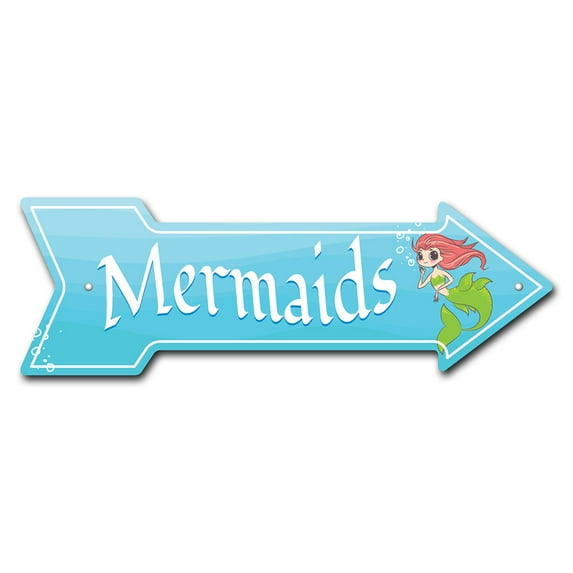 SignMission P-ARROW12-999748 12 x 36 in. Wide Mermaids Arrow Sign