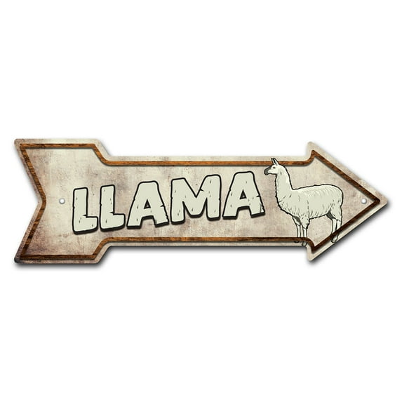 SignMission P-ARROW12-999768 12 x 36 in. Wide Llamas Arrow Sign