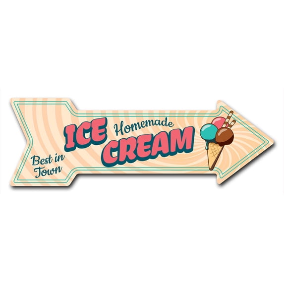 SignMission P-ARROW12-999807 12 x 36 in. Wide Ice Cream Homemade Arrow Sign