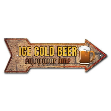 SignMission P-ARROW12-999808 12 x 36 in. Wide Ice Cold Beer Arrow Sign