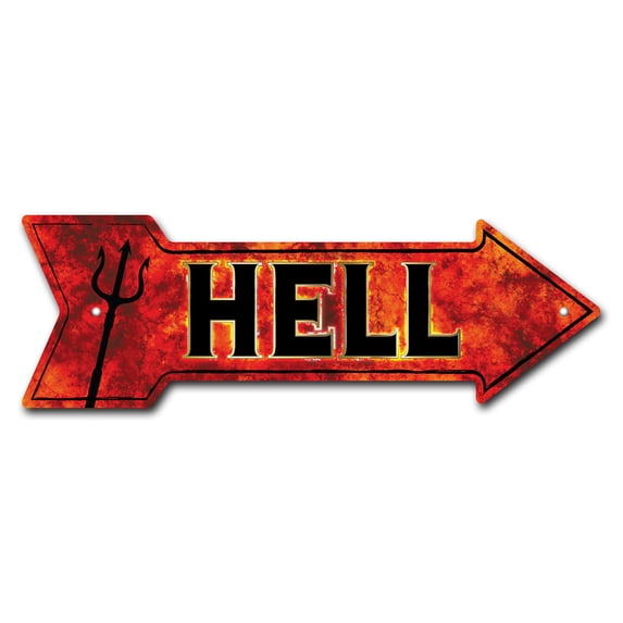 Hell Arrow Sign | Indoor/Outdoor | Direction Arrow Sign Funny Home Décor for Garages, Living Rooms, Bedroom, Offices | SignMission personalized gift | 36" Wide