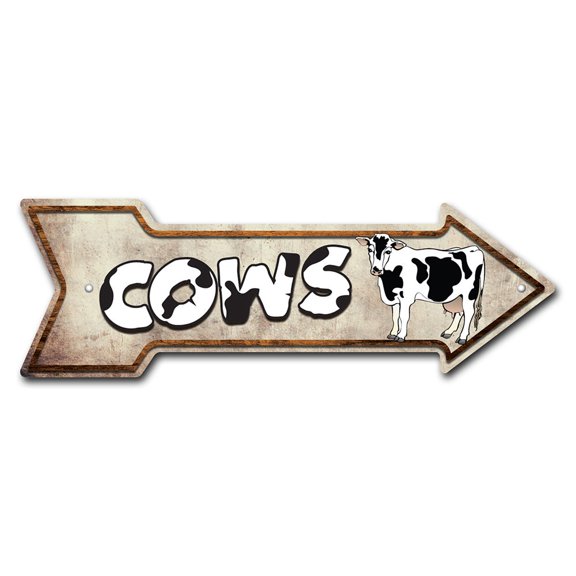 SignMission P-ARROW12-999898 36 in. Cows Arrow Sign