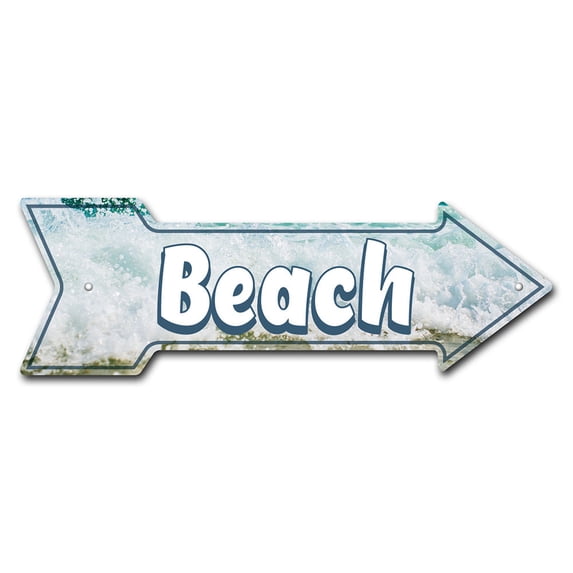 Beach Arrow Sign | Indoor/Outdoor | Direction Arrow Sign Funny Home Décor for Garages, Living Rooms, Bedroom, Offices | SignMission personalized gift | 36" Wide