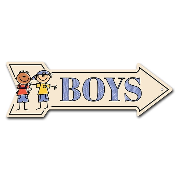 Boys Arrow Sign | Indoor/Outdoor | Direction Arrow Sign Funny Home Décor for Garages, Living Rooms, Bedroom, Offices | SignMission personalized gift | 36" Wide