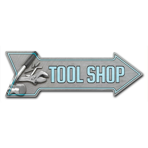 SignMission P-ARROW8-999564 8 x 24 in. Wide Tool Shop Arrow Sign