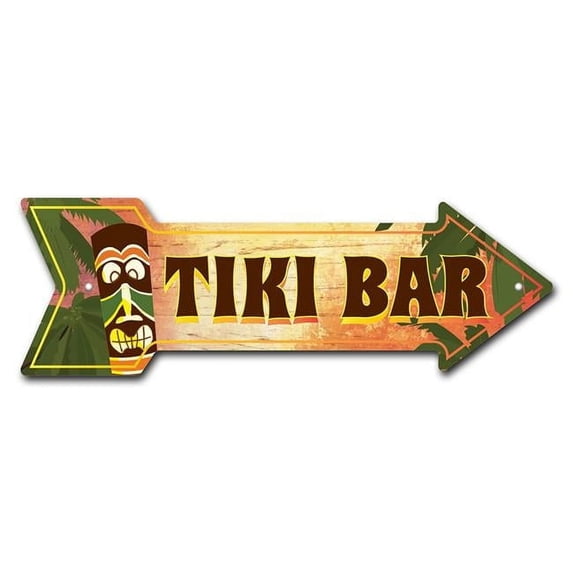 SignMission P-ARROW8-999569 8 x 24 in. Wide Tiki Bar 2 Arrow Sign
