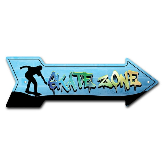 SignMission P-ARROW8-999613 8 x 24 in. Wide Skate Zone Arrow Sign
