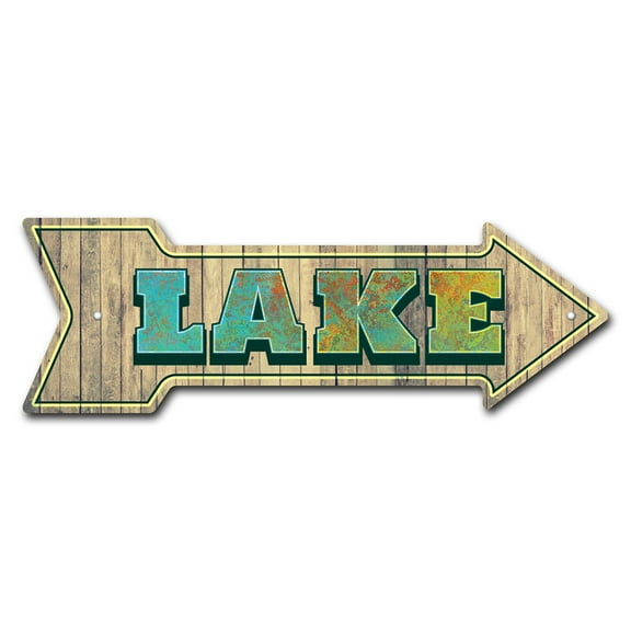 Lake Arrow Sign | Indoor/Outdoor | Direction Arrow Sign Funny Home Décor for Garages, Living Rooms, Bedroom, Offices | SignMission personalized gift | 24" Wide