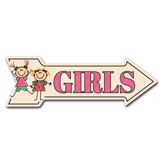Girls Arrow Sign | Indoor/Outdoor | Direction Arrow Sign Funny Home Décor for Garages, Living Rooms, Bedroom, Offices | SignMission personalized gift | 24" Wide