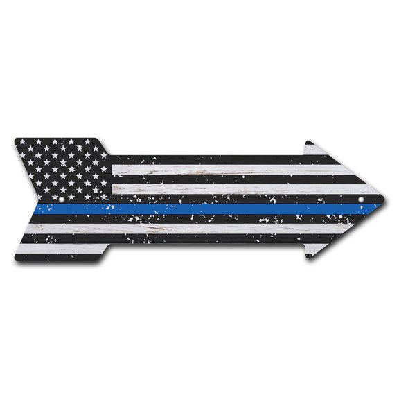 SignMission P-ARROW8-999984 8 x 24 in. Wide American Flag Thin Blue Line Arrow Sign