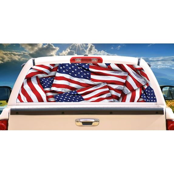 SignMission Patriot Rear Window Graphic truck view thru vinyl decal HD Graphics Professional Grade Material Universal Fit for Full Size Trucks Weatherproof & Car Wash Safe Made In The