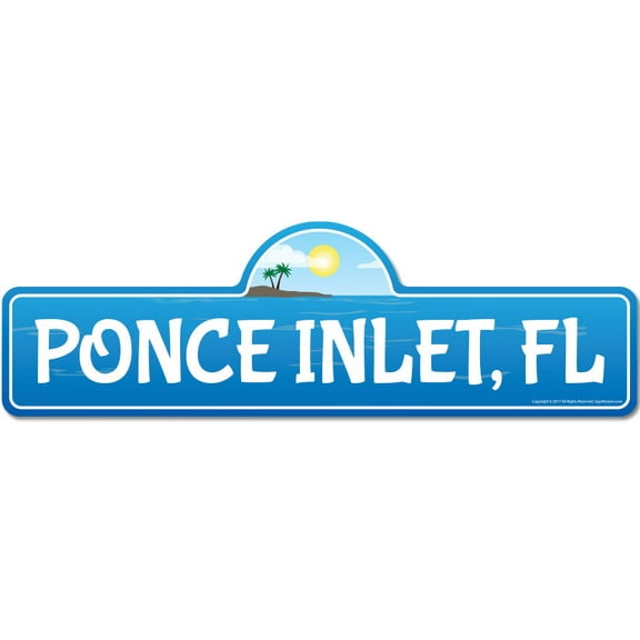 Ponce Inlet FL Florida Beach Street Sign | Indoor/Outdoor | Surfer Ocean Lover Décor For Beach House Garages Living Rooms Bedroom | Signmission Personalized Gift