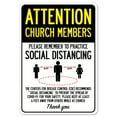 thumbnail image 1 of Public Safety Sign - Attention Church Members Practice Social Distancing | Vinyl Decal | Protect Your Business, Municipality, Home & Colleagues | Made in the USA, 1 of 4
