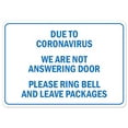 thumbnail image 1 of Public Safety Sign - Due To Coronavirus We Are Not Answering The Door Please Ring Bell And Leave | Peel And Stick Wall Graphic | Protect Your Business, Municipality, Home & Colleagues |, 1 of 5