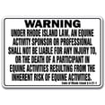 thumbnail image 1 of RHODE ISLAND Equine Sign activity liability warning statute horse barn stable, 1 of 5