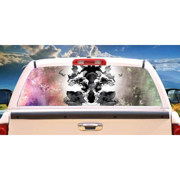 SignMission Rorschach Rear Window Graphic truck view thru vinyl decal HD Graphics Professional Grade Material Universal Fit for Full Size Trucks Weatherproof & Car Wash Safe Made In The