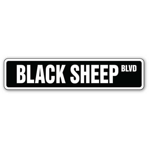 SignMission SS-624-Black Sheep 24 in. Black Sheep Street Sign - Family Hip Hop Duo Funny