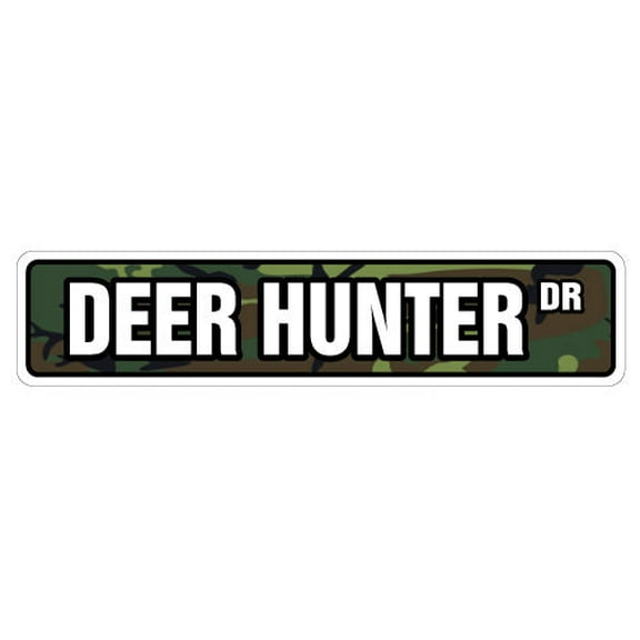 SignMission SS-Deer Hunter 4 x 18 in. Deer Hunter Street Sign - Hunting Signs Buck Hunt Shotgun