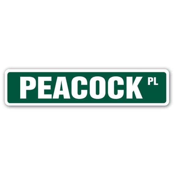 SignMission SS-PEACOCK 18 in. Peacock Street Sign - Farm Bird Peahen Quill Train