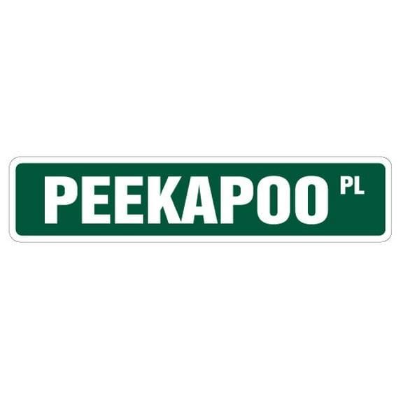 SignMission SS-Peekapoo 4 x 18 in. Peekapoo Street Sign - Dog Pet Pekingese Poodle Owner