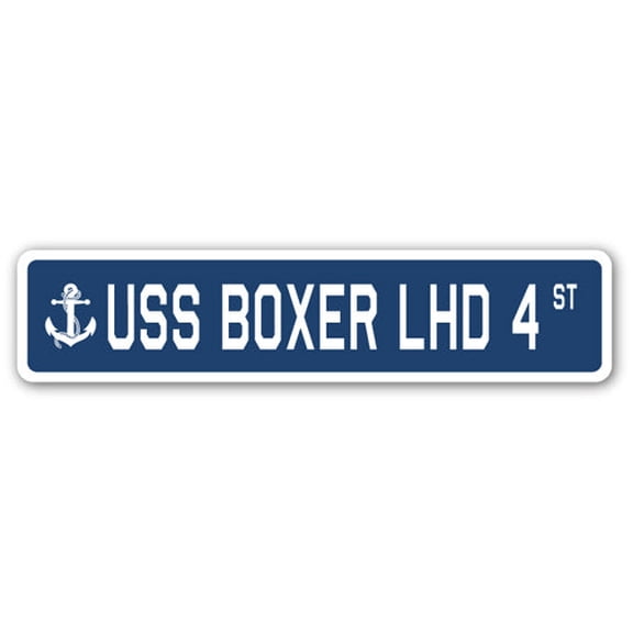 SignMission SSN-Boxer Lhd 4 USS Boxer LHD 4 Street Sign - US Navy Ship Veteran Sailor Gift