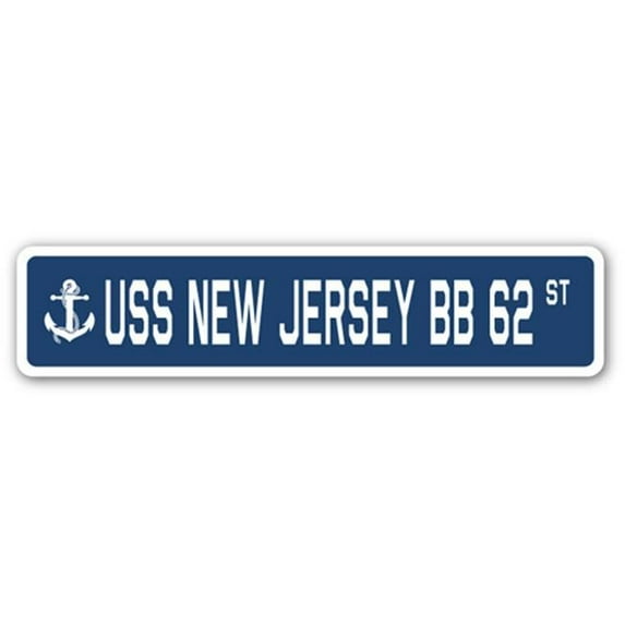 SignMission SSN-New Jersey Bb 62 4 x 18 in. A-16 Street Sign - USS New Jersey BB 62