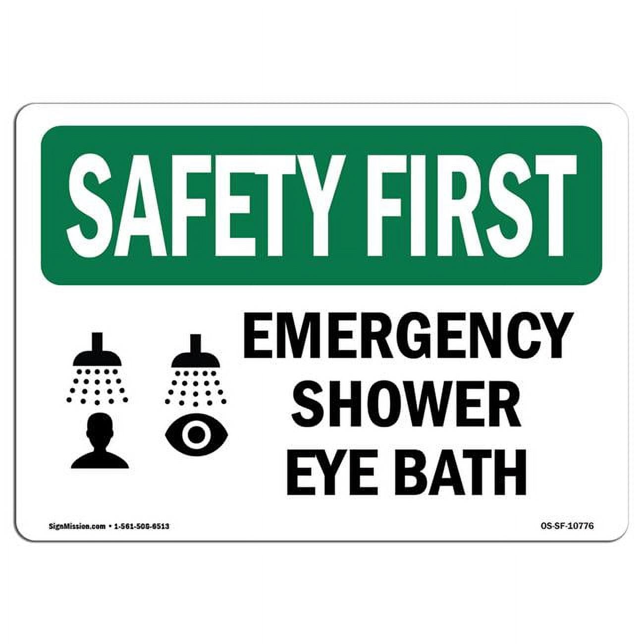 SignMission Safety First Emergency Shower Eye Bath OSHA Decal Sign ...