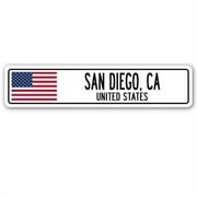 SignMission  San Diego, Ca, United States Street Sign - American Flag City Country Gift