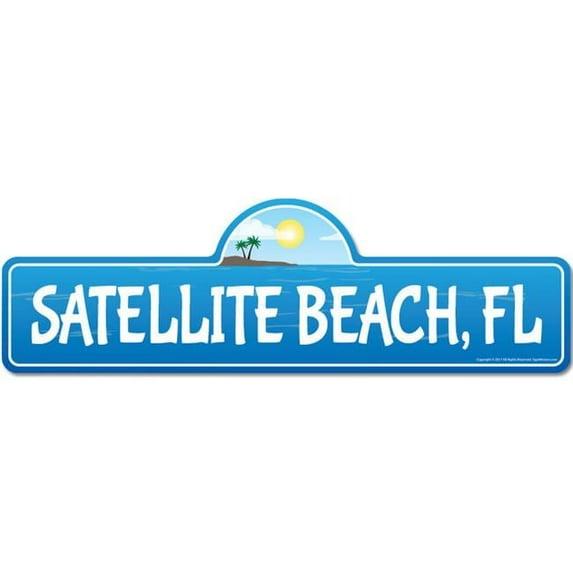 Satellite FL Florida Beach Street Sign | Indoor/Outdoor | Surfer Ocean Lover Décor For Beach House Garages Living Rooms Bedroom | Signmission Personalized Gift