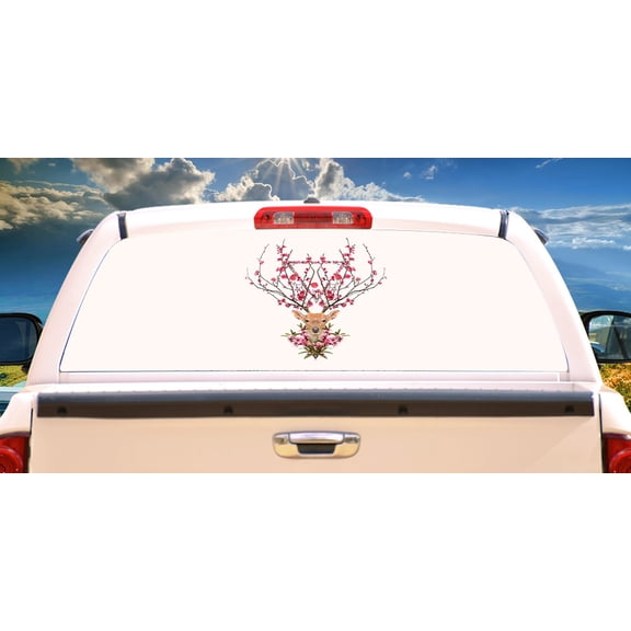 SignMission Spring Deer Rear Window Graphic truck view thru vinyl decal HD Graphics Professional Grade Material Universal Fit for Full Size Trucks Weatherproof & Car Wash Safe Made In