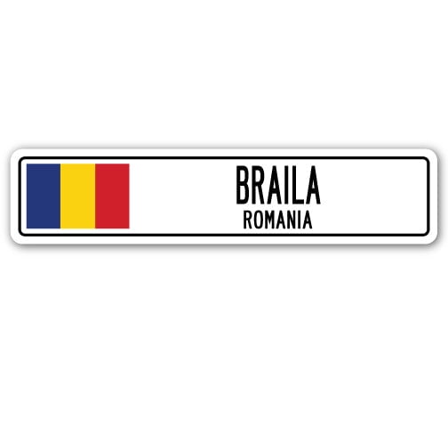 BRAILA ROMANIA Street Sign Romanian flag city country road wall gift