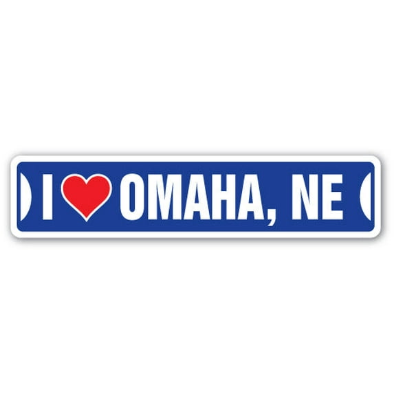 I LOVE OMAHA NEBRASKA Street Sign ne city state us wall road décor gift