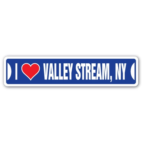 I LOVE VALLEY STREAM NEW YORK Street Sign ny city state us wall road décor gift