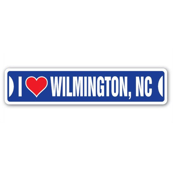 I LOVE WILMINGTON NORTH CAROLINA Street Sign nc city state us wall road décor gift