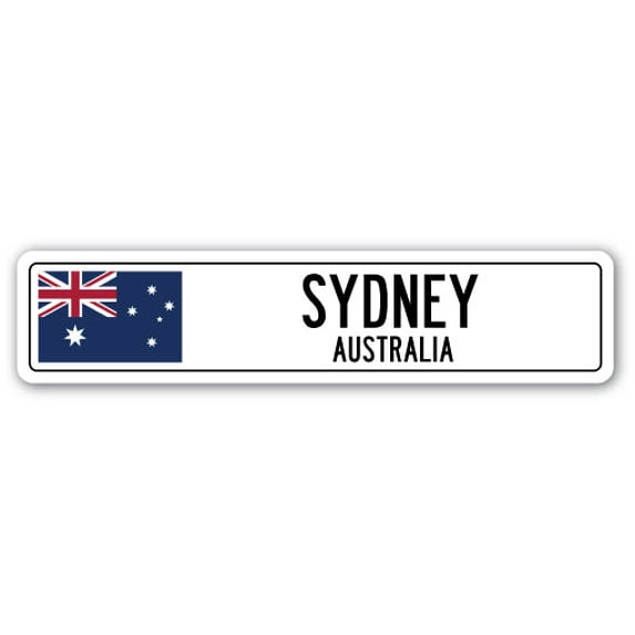 SignMission Sydney, Australia Street Sign Decal - Australian Flag City Country Road Wall Gift